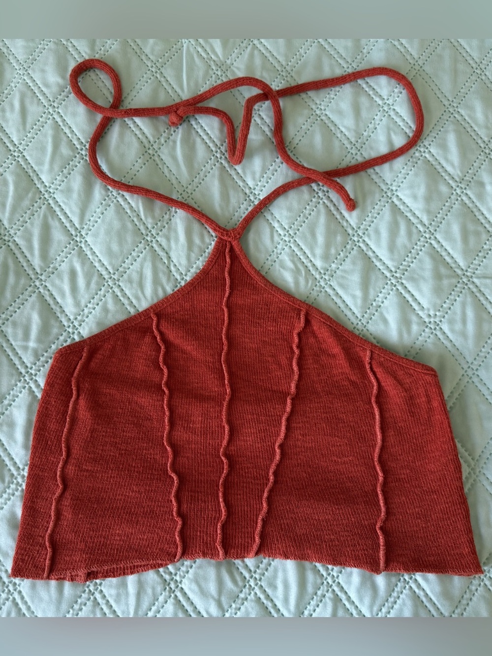 Urban Outfitters Red Knit Halter Crop Top Size Small 1